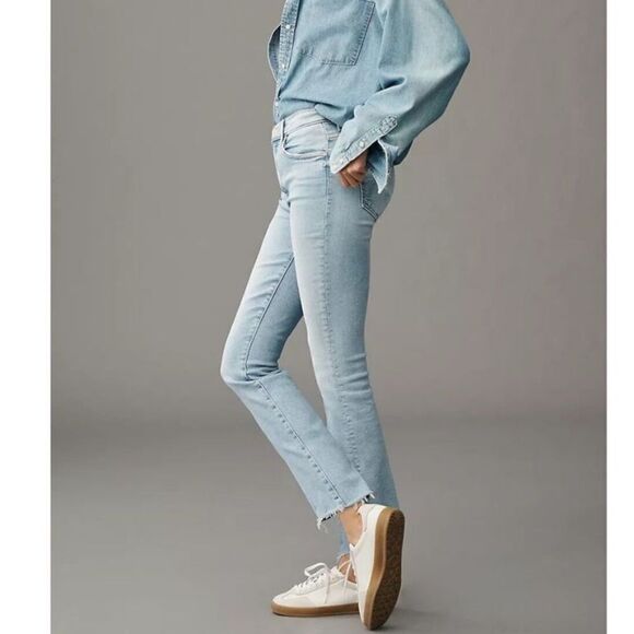 NWT Mother Insider Crop Step Fray Hem Limited Edition Light Denim Straight Jeans - Picture 15 of 16
